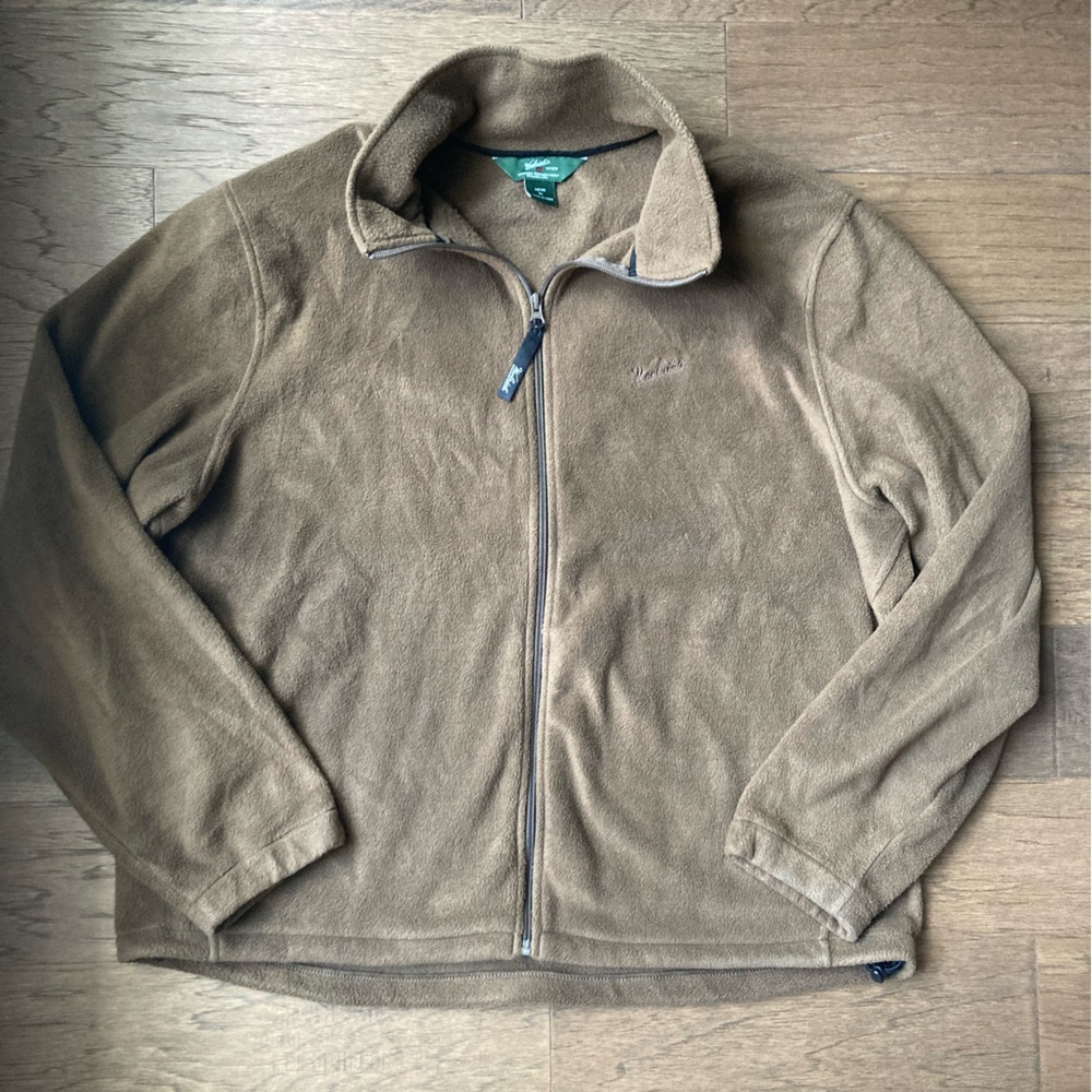 Men’s Woolrich Light Brown Fleece Jacket with Full-Zip-Size XL